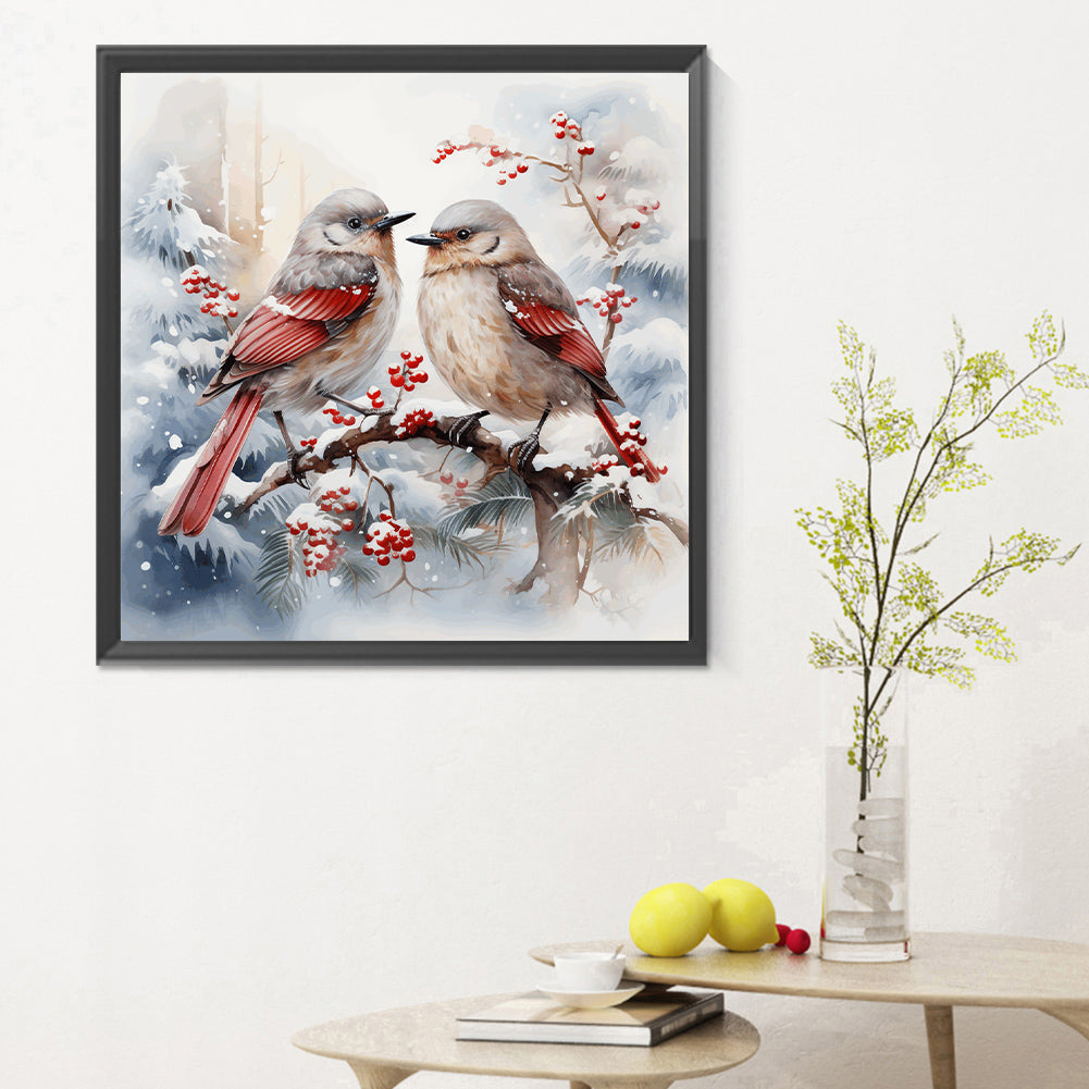 Christmas Winter Birds - Full Round Drill Diamond Painting 30*30CM