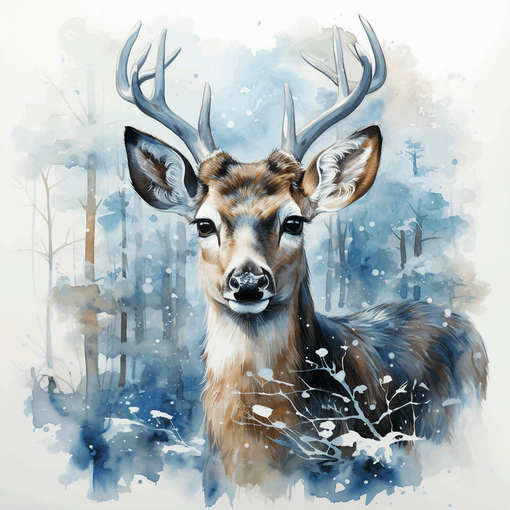 Christmas Winter Deer - Full Round Drill Diamond Painting 30*30CM