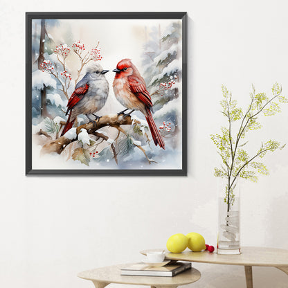 Christmas Winter Two Birds - Full Round Drill Diamond Painting 30*30CM