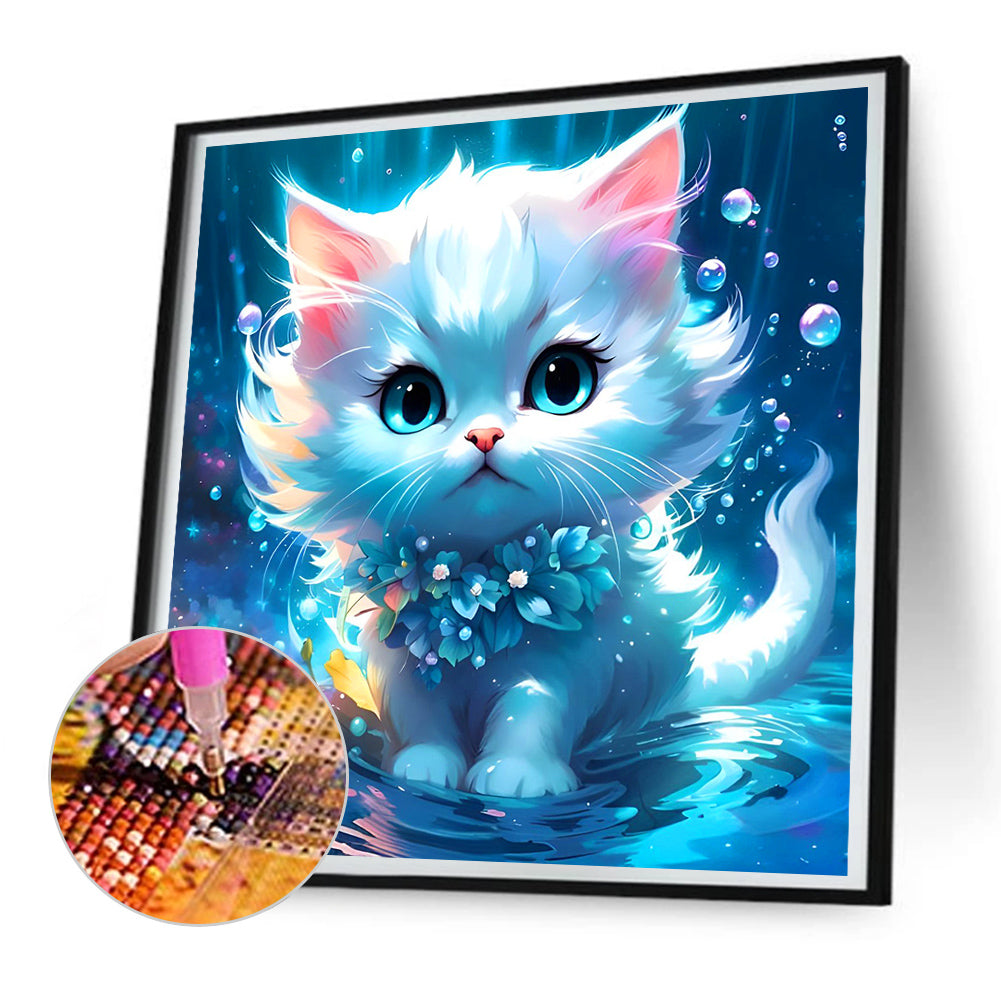 Kitten On Lake - Full Round Drill Diamond Painting 30*30CM
