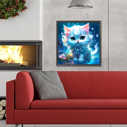 Kitten On Lake - Full Round Drill Diamond Painting 30*30CM