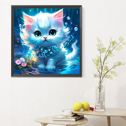 Kitten On Lake - Full Round Drill Diamond Painting 30*30CM