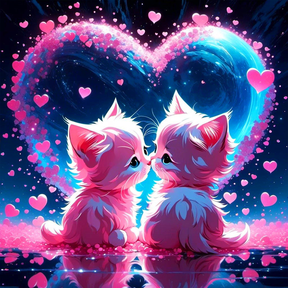 Loving Kitten - Full Round Drill Diamond Painting 30*30CM