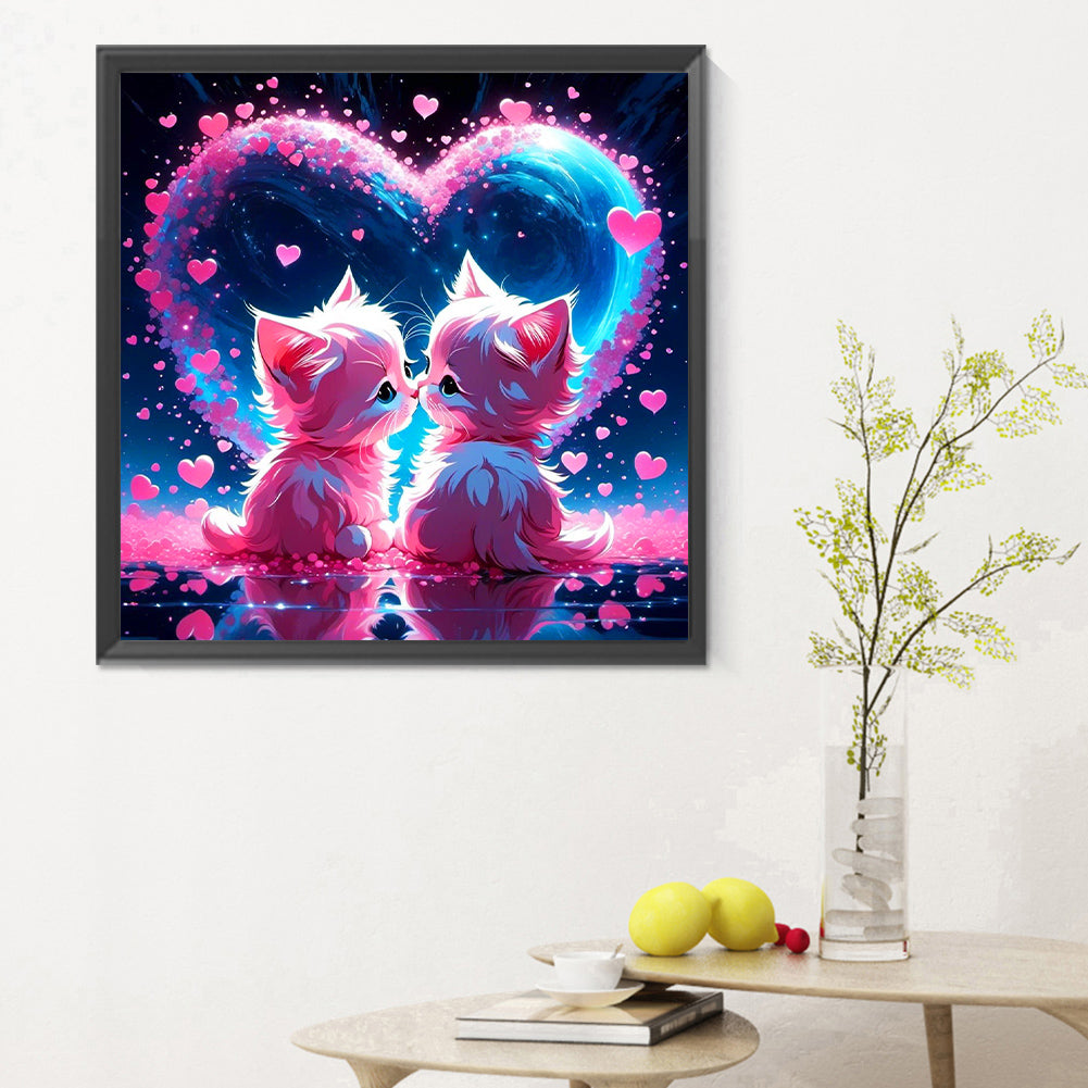 Loving Kitten - Full Round Drill Diamond Painting 30*30CM