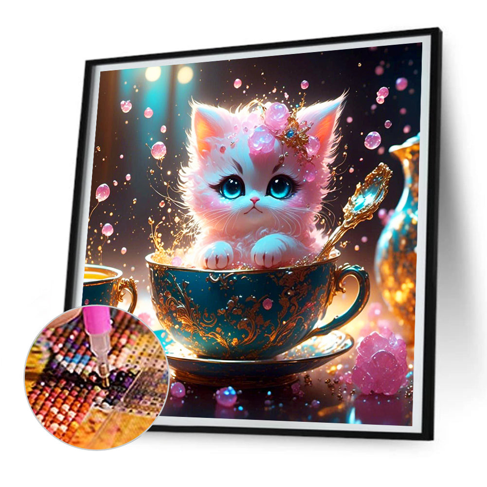 Teacup Kitten - Full Round Drill Diamond Painting 30*30CM