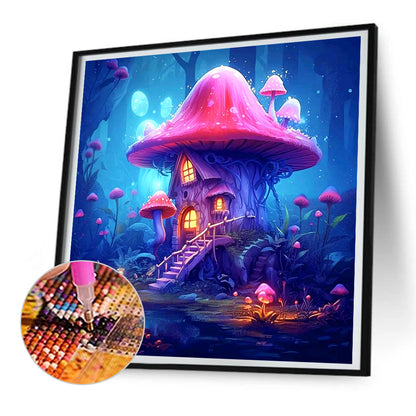 Purple Mushroom Hut - Full Round Drill Diamond Painting 30*30CM