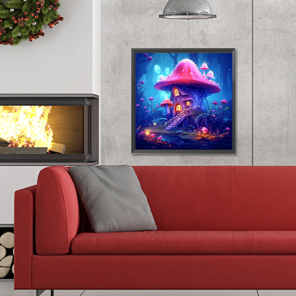 Purple Mushroom Hut - Full Round Drill Diamond Painting 30*30CM