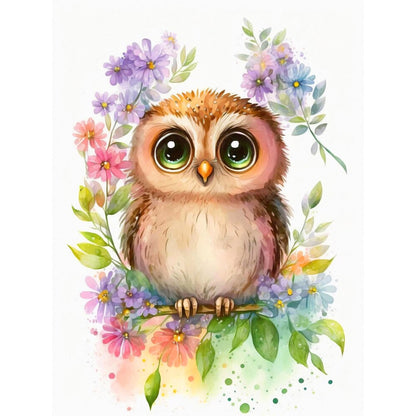 Owl - Full Round Drill Diamond Painting 30*40CM