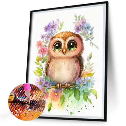 Owl - Full Round Drill Diamond Painting 30*40CM