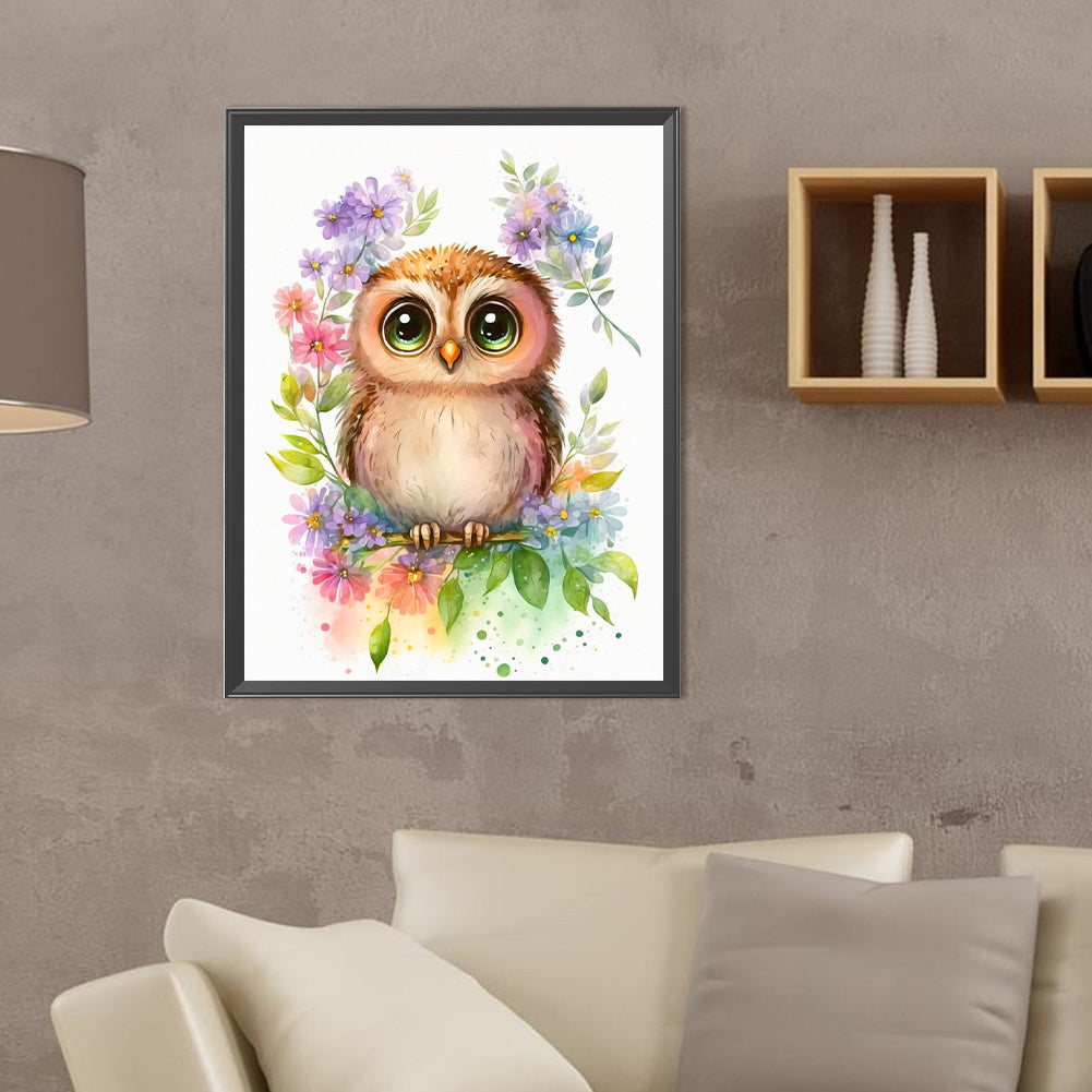 Owl - Full Round Drill Diamond Painting 30*40CM