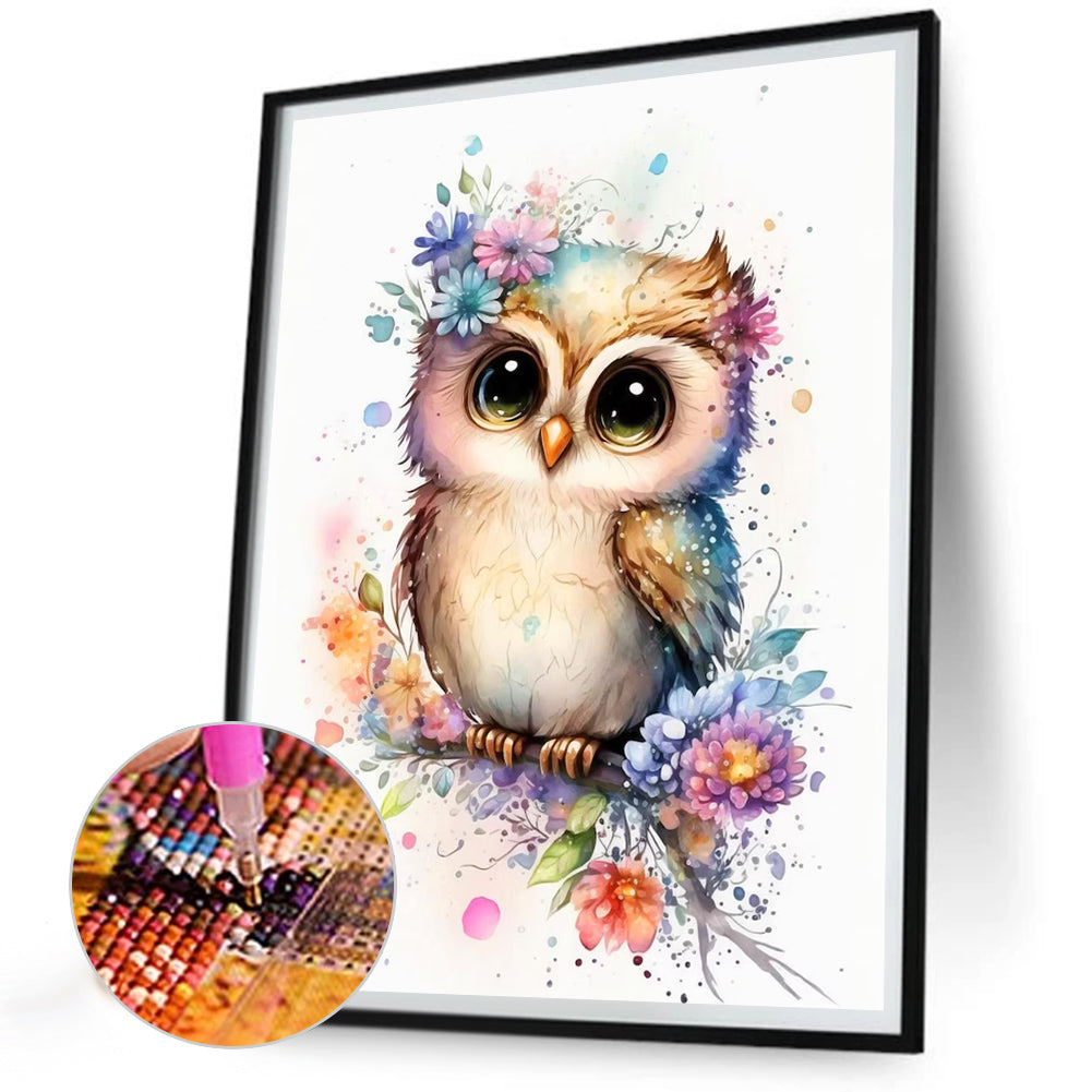 Owl - Full Round Drill Diamond Painting 30*40CM