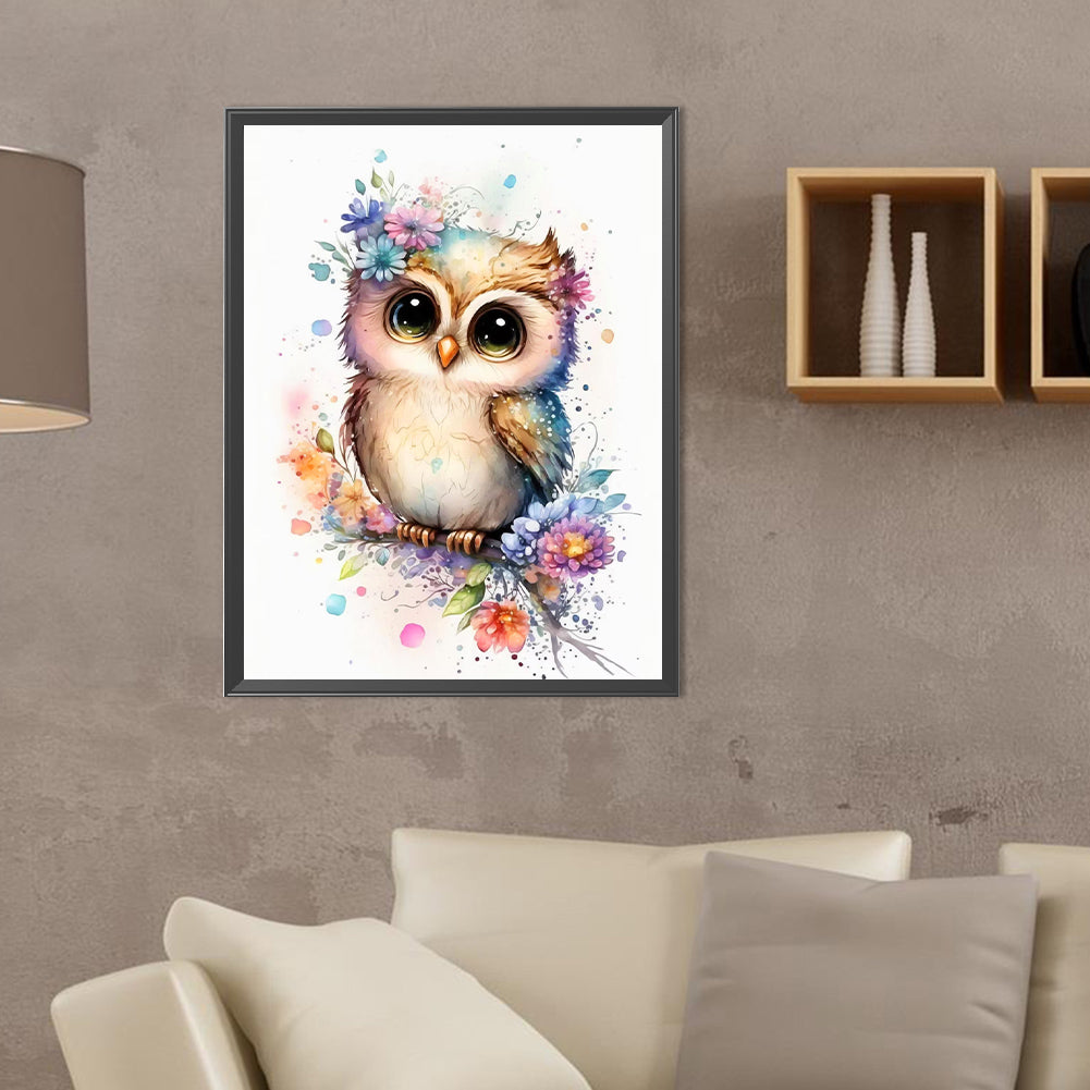 Owl - Full Round Drill Diamond Painting 30*40CM