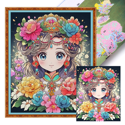 Flower Girl - 11CT Stamped Cross Stitch 40*50CM