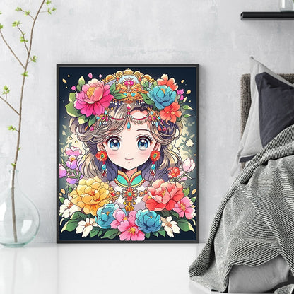 Flower Girl - 11CT Stamped Cross Stitch 40*50CM