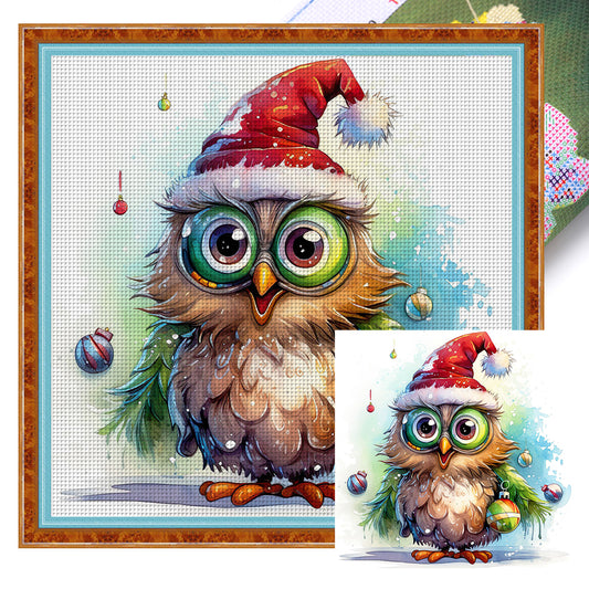 Christmas Owl - 18CT Stamped Cross Stitch 20*20CM