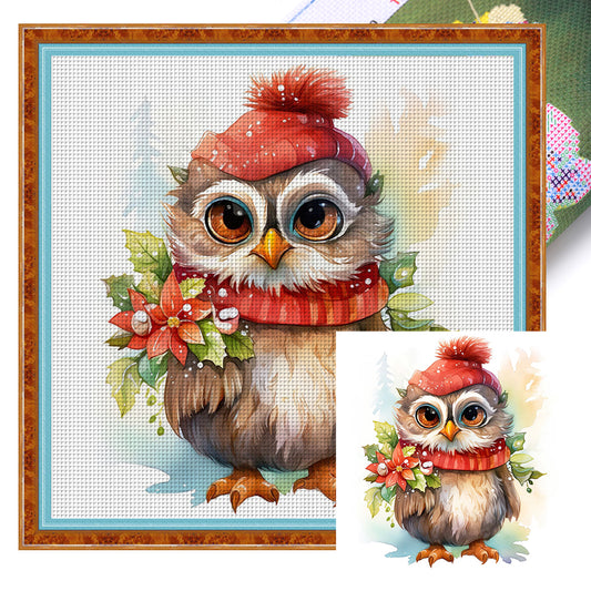 Christmas Owl - 18CT Stamped Cross Stitch 20*20CM