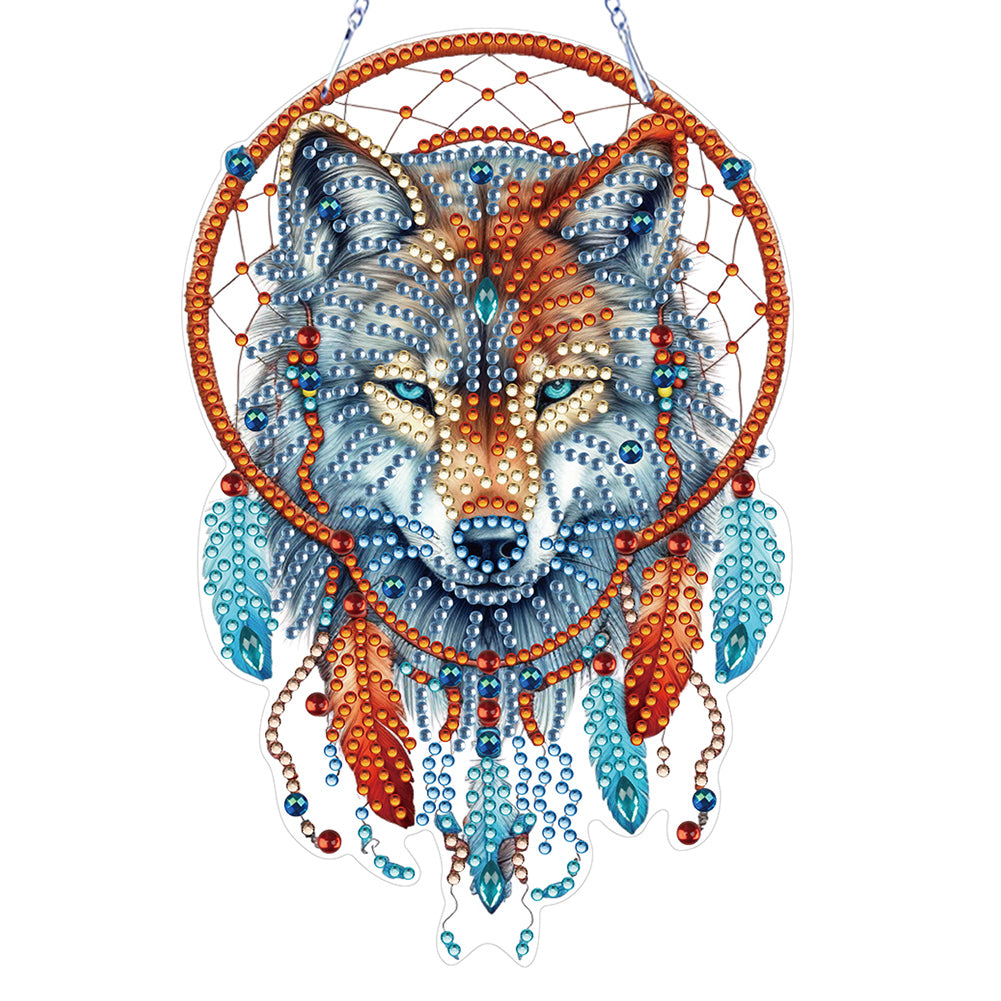 Special Shape DIY Diamond Painting Ornaments Wolf Head Full Drill Art Kit (#3)