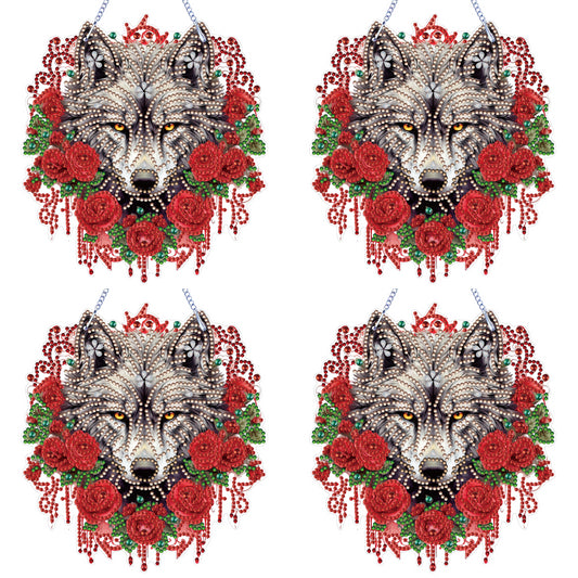 Special Shape DIY Diamond Painting Ornaments Wolf Head Full Drill Art Kit (#1)