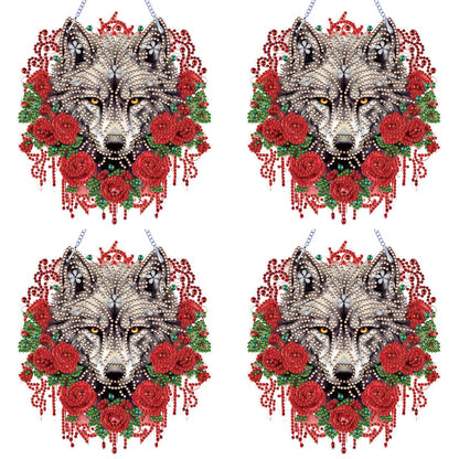 Special Shape DIY Diamond Painting Ornaments Wolf Head Full Drill Art Kit (#1)