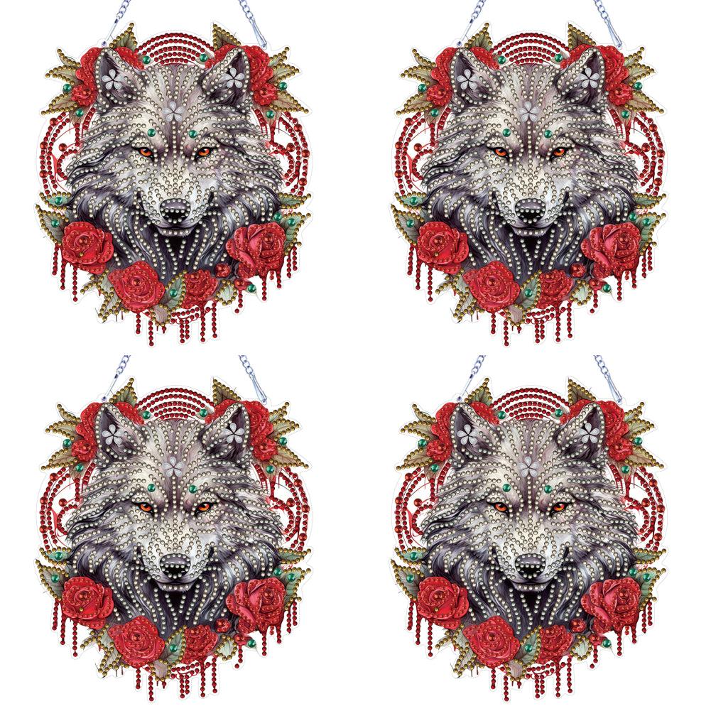 Special Shape DIY Diamond Painting Ornaments Wolf Head Full Drill Art Kit (#2)