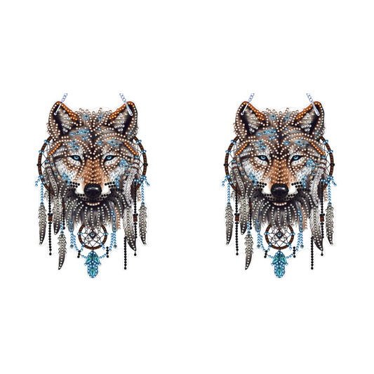 Special Shape DIY Diamond Painting Ornaments Wolf Head Full Drill Art Kit (#4)