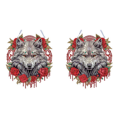 Special Shape DIY Diamond Painting Ornaments Wolf Head Full Drill Art Kit (#2)