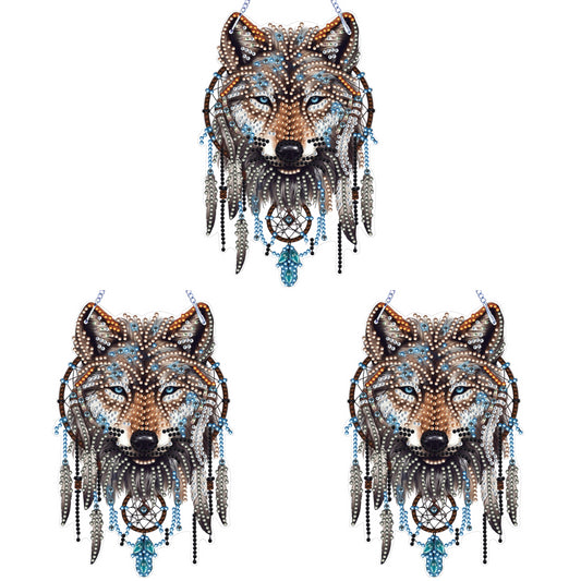 Special Shape DIY Diamond Painting Ornaments Wolf Head Full Drill Art Kit (#4)
