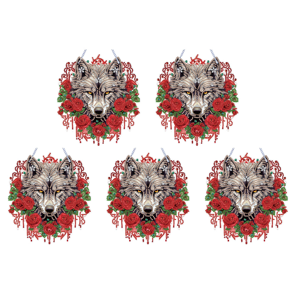 Special Shape DIY Diamond Painting Ornaments Wolf Head Full Drill Art Kit (#1)