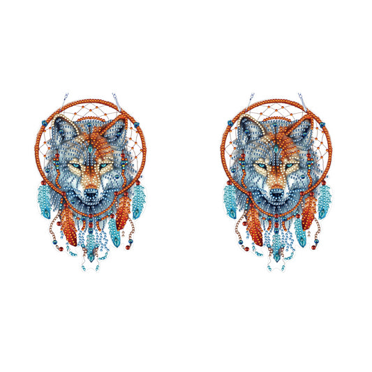Special Shape DIY Diamond Painting Ornaments Wolf Head Full Drill Art Kit (#3)