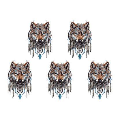 Special Shape DIY Diamond Painting Ornaments Wolf Head Full Drill Art Kit (#4)