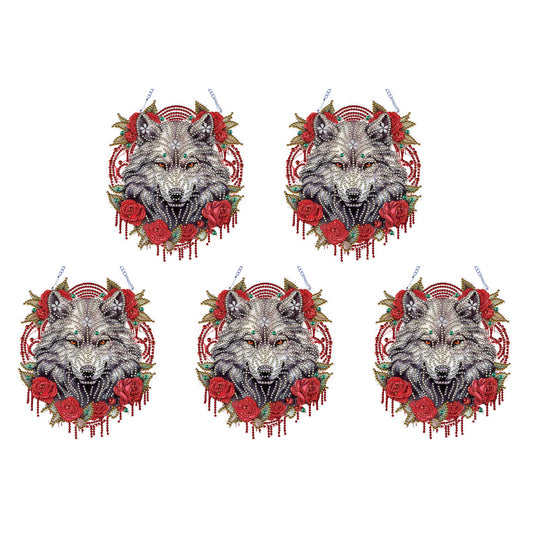 Special Shape DIY Diamond Painting Ornaments Wolf Head Full Drill Art Kit (#2)