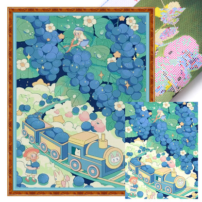 Train And Little People On The Clouds - 11CT Stamped Cross Stitch 50*65CM