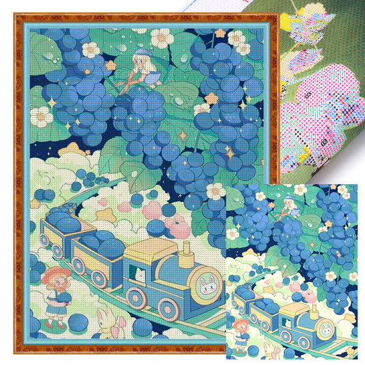 Train And Little People On The Clouds - 11CT Stamped Cross Stitch 50*65CM