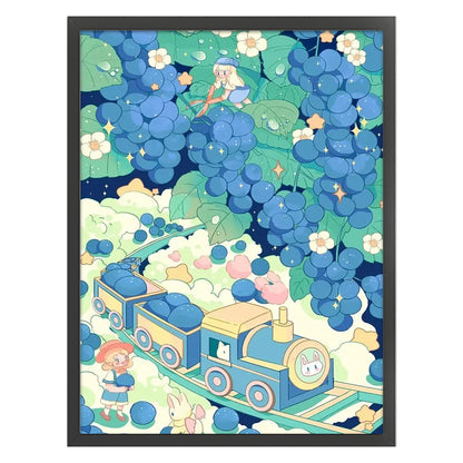 Train And Little People On The Clouds - 11CT Stamped Cross Stitch 50*65CM