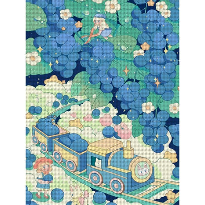 Train And Little People On The Clouds - 11CT Stamped Cross Stitch 50*65CM