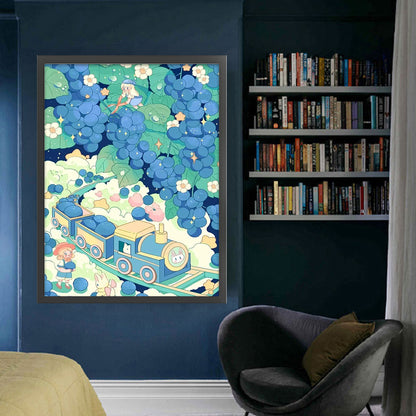 Train And Little People On The Clouds - 11CT Stamped Cross Stitch 50*65CM