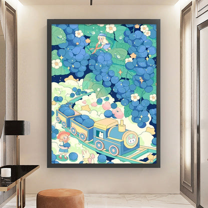 Train And Little People On The Clouds - 11CT Stamped Cross Stitch 50*65CM