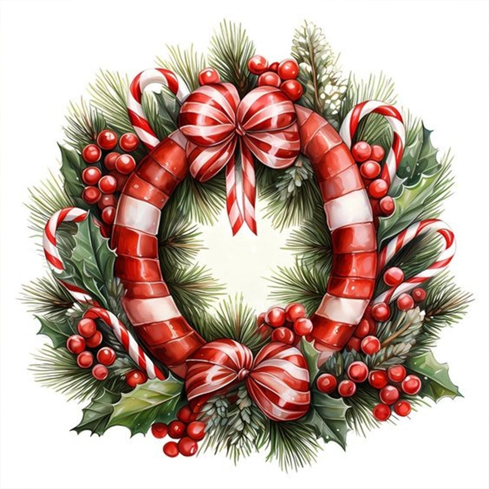 Christmas Wreath - Full Round Drill Diamond Painting 30*30CM