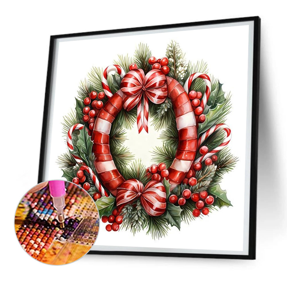 Christmas Wreath - Full Round Drill Diamond Painting 30*30CM