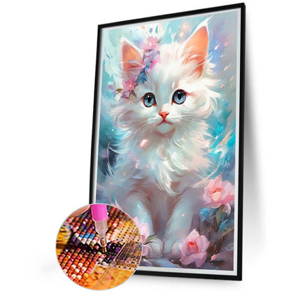 Kitten Standing On Flower Branch - Full Round Drill Diamond Painting 40*60CM