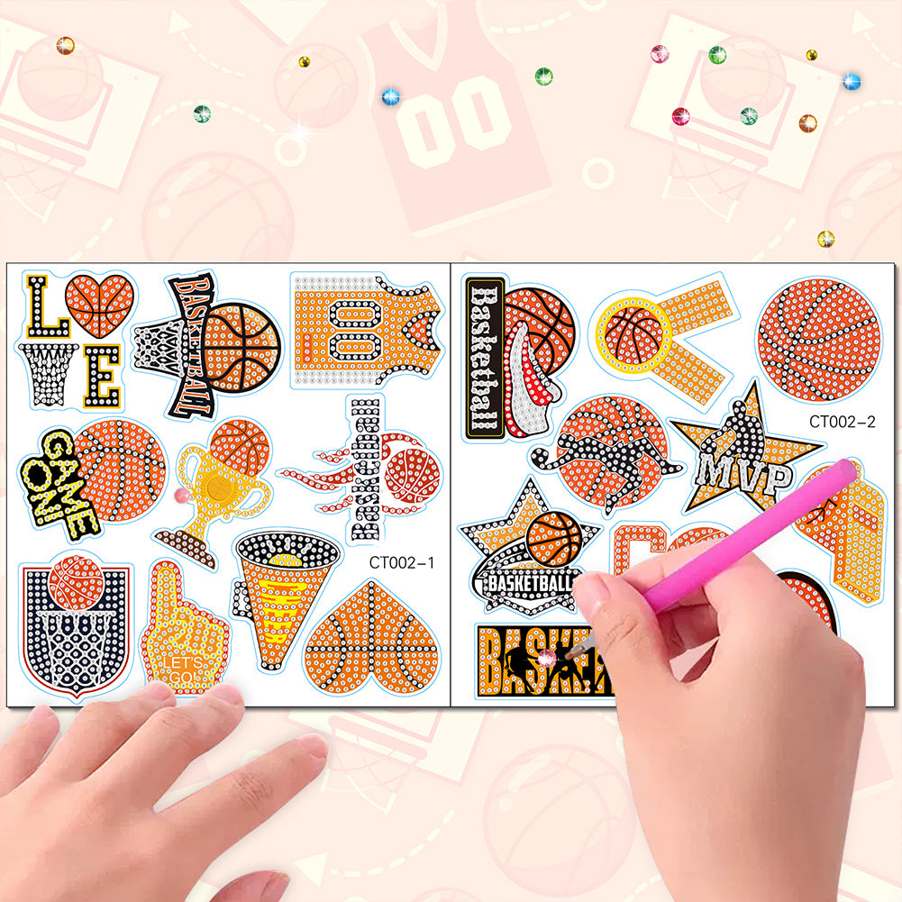 2 PCS Basketball Round Diamond Painting Magnet Refrigerator for Fridge Car Decor