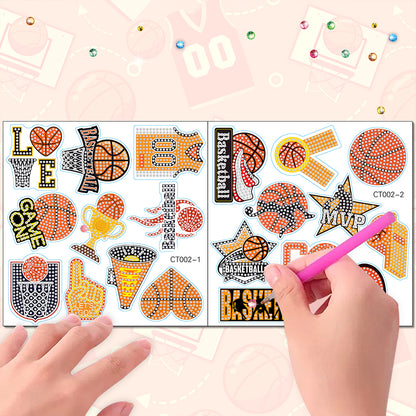 2 PCS Basketball Round Diamond Painting Magnet Refrigerator for Fridge Car Decor