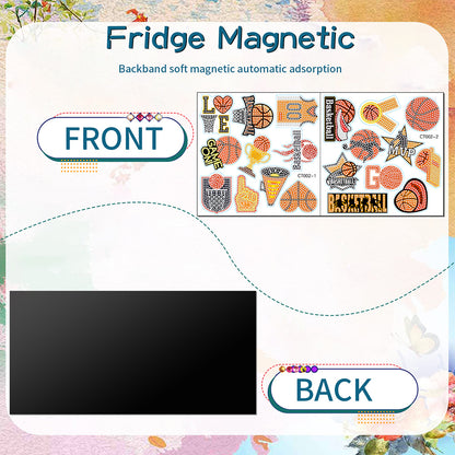 2 PCS Basketball Round Diamond Painting Magnet Refrigerator for Fridge Car Decor