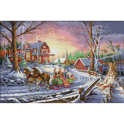 Traveling In Winter - 14CT Stamped Cross Stitch 60*41CM