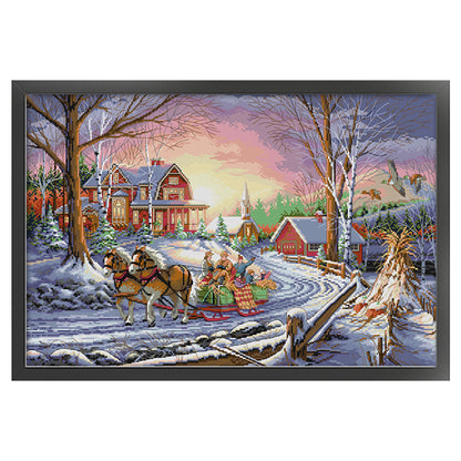 Traveling In Winter - 14CT Stamped Cross Stitch 60*41CM