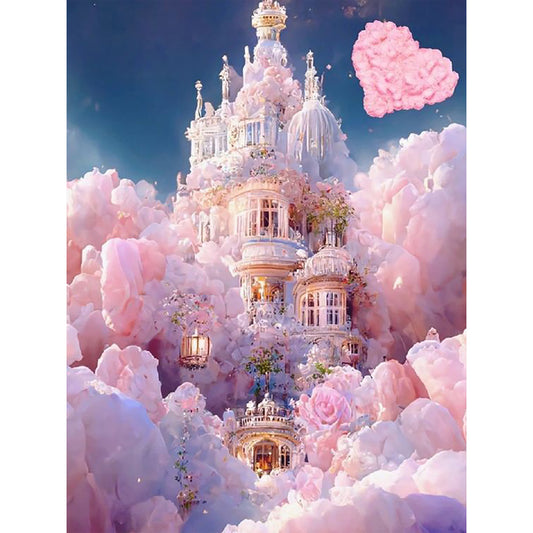 Pink Cloud Manor - Full Round Drill Diamond Painting 30*40CM