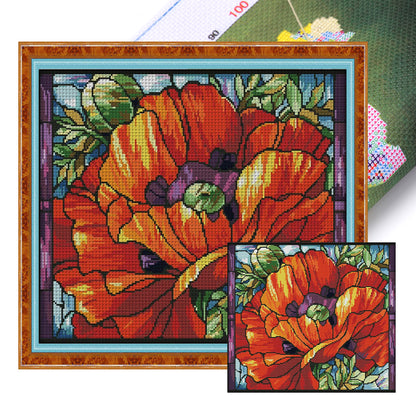 Poppy(6) - 14CT Stamped Cross Stitch 43*38CM