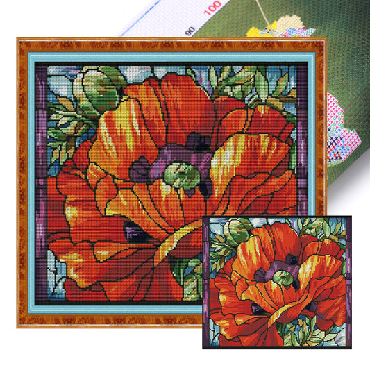 Poppy(6) - 14CT Stamped Cross Stitch 43*38CM