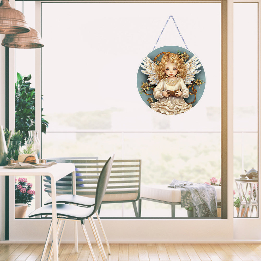 Angel Girl Single-Sided Diamond Painting Hanging Pendant for Home Wall Decor(#2)