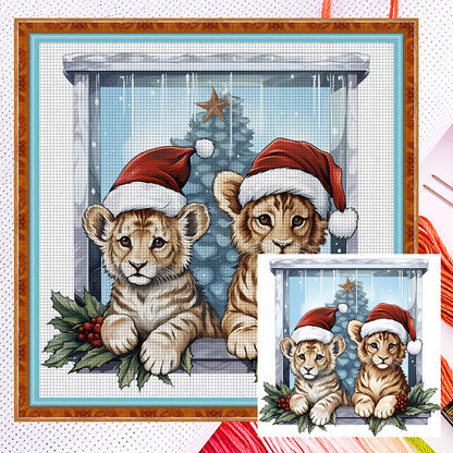 Christmas Tiger - 18CT Counted Cross Stitch 30*30CM